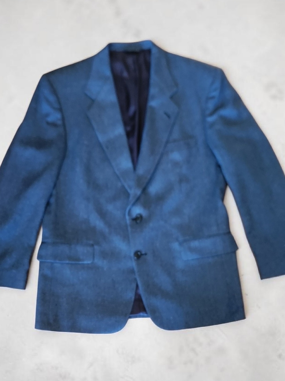 Biella Herringbone Blue Casual Blazer, Sz 40R
